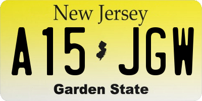 NJ license plate A15JGW