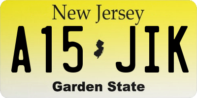 NJ license plate A15JIK