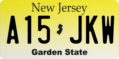 NJ license plate A15JKW