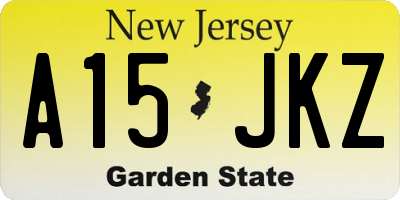 NJ license plate A15JKZ