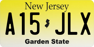 NJ license plate A15JLX
