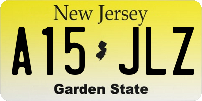 NJ license plate A15JLZ