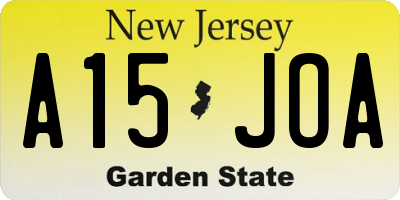 NJ license plate A15JOA