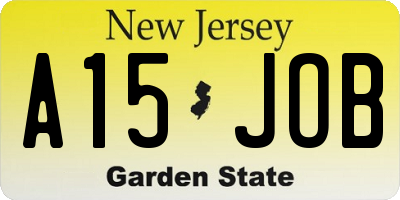 NJ license plate A15JOB
