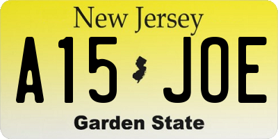 NJ license plate A15JOE