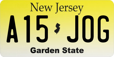 NJ license plate A15JOG
