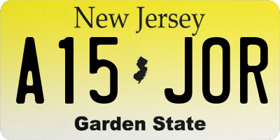 NJ license plate A15JOR