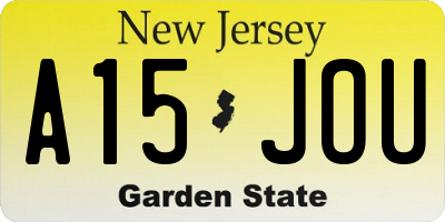NJ license plate A15JOU