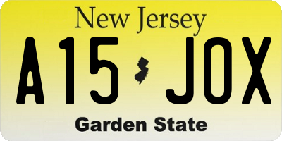 NJ license plate A15JOX