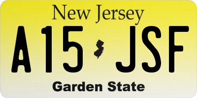 NJ license plate A15JSF