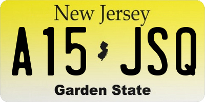 NJ license plate A15JSQ