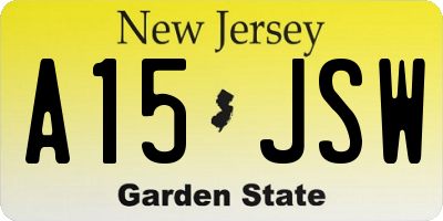 NJ license plate A15JSW