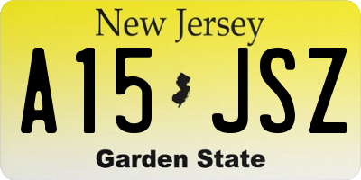 NJ license plate A15JSZ