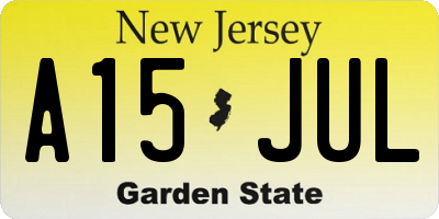 NJ license plate A15JUL