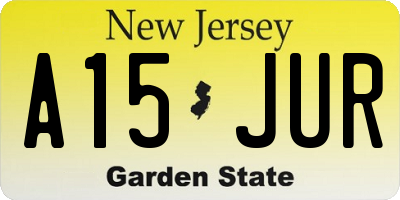 NJ license plate A15JUR
