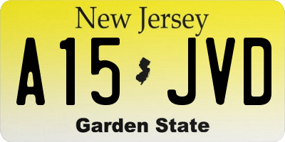 NJ license plate A15JVD