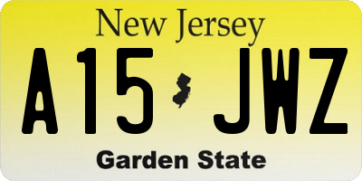 NJ license plate A15JWZ