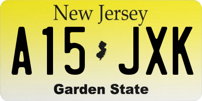 NJ license plate A15JXK