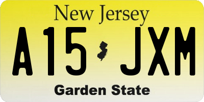 NJ license plate A15JXM