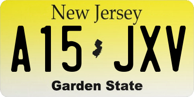 NJ license plate A15JXV