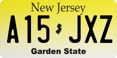 NJ license plate A15JXZ