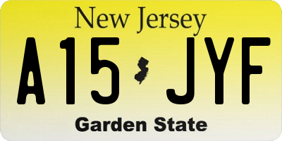 NJ license plate A15JYF