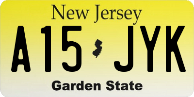 NJ license plate A15JYK
