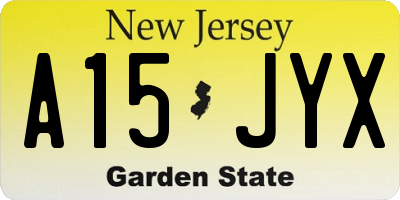 NJ license plate A15JYX