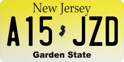NJ license plate A15JZD
