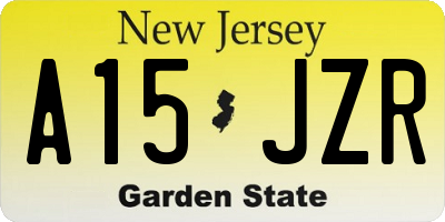NJ license plate A15JZR