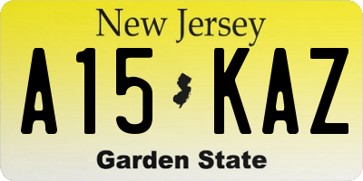 NJ license plate A15KAZ