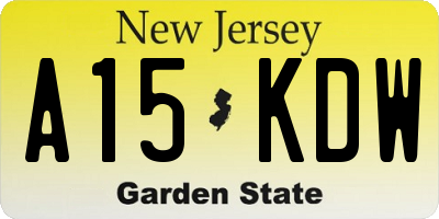 NJ license plate A15KDW