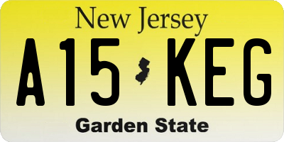 NJ license plate A15KEG