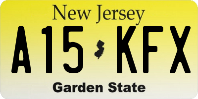 NJ license plate A15KFX