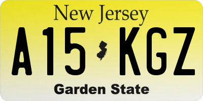 NJ license plate A15KGZ