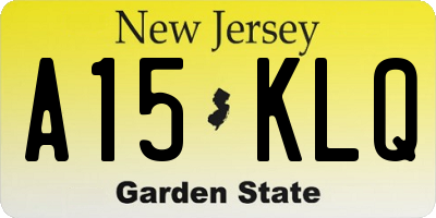 NJ license plate A15KLQ