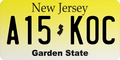 NJ license plate A15KOC