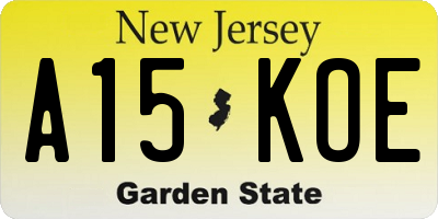 NJ license plate A15KOE