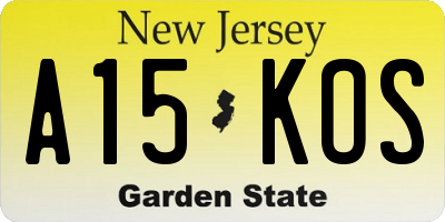 NJ license plate A15KOS