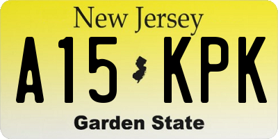 NJ license plate A15KPK