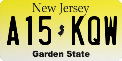 NJ license plate A15KQW