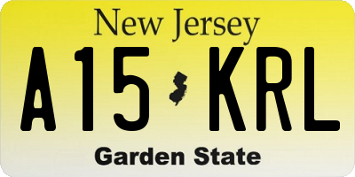 NJ license plate A15KRL