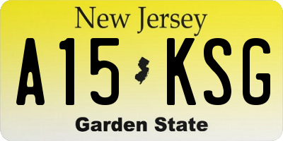 NJ license plate A15KSG