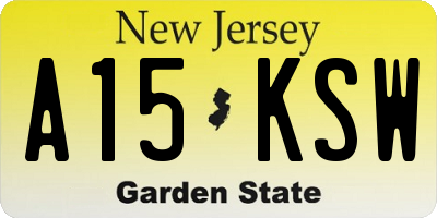 NJ license plate A15KSW