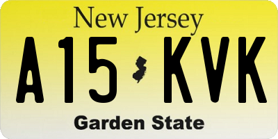 NJ license plate A15KVK