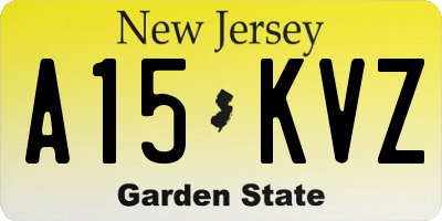 NJ license plate A15KVZ