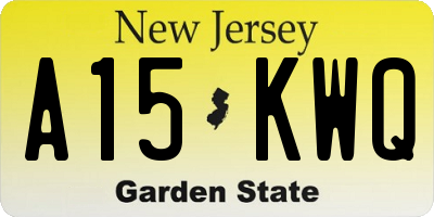 NJ license plate A15KWQ