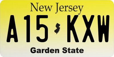 NJ license plate A15KXW