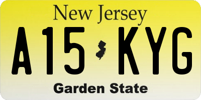 NJ license plate A15KYG