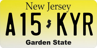 NJ license plate A15KYR
